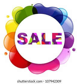 Dialog Balloon And Color Blobs, Vector Illustration