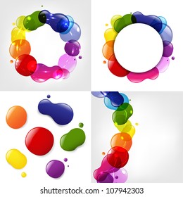 Dialog Balloon And Color Neon Blobs Set, Vector Illustration