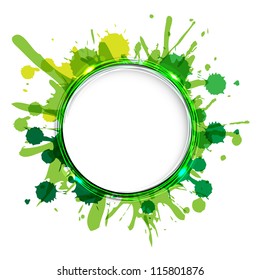 Dialog Balloons With Green Blobs, Vector Illustration