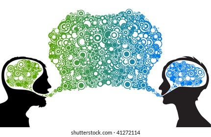 Dialog between man and woman - abstract vector illustration