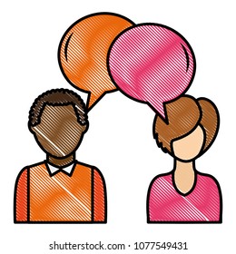 dialog between man and woman with text bubbles