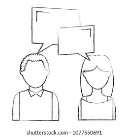 dialog between man and woman with text bubbles