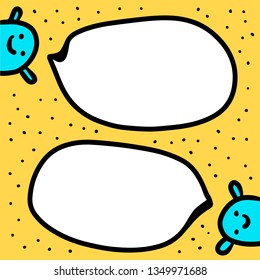Dialog between two creatures with speech bubbles hand drawn illustration cartoon minimalism style