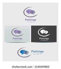 Cuadro de diálogo, icono de burbujas, logotipo para empresas, maqueta de tarjetas en varios colores