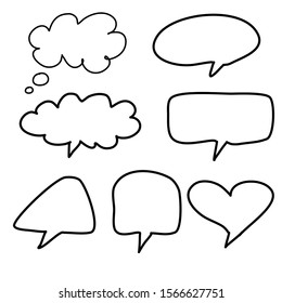 dialog box icon,chat cartoon. hand drawn set