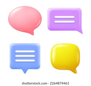 Dialog box, isolated realistic speech bubble for chatting and expressing thoughts. Communication and interaction in internet. 3d style vector illustration