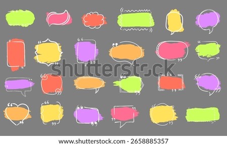 Dialog box with label sticker and citation remark in infographic communication set message banner text circle tag symbols background form reference cartoon quote quote mark


