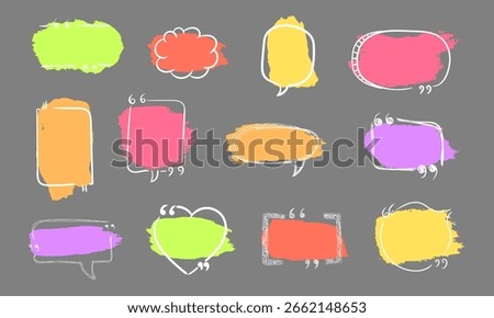 Dialog box with label sticker and citation remark in infographic communication set message banner text circle tag symbols background form reference cartoon quote quote mark


