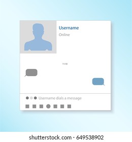 A dialog box with messages. Write a message to the person. Online on social networks. Box online chat 