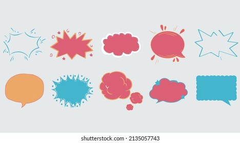 Dialog box stickers collection set, cartoon style flat design Premium Vector