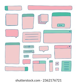 dialog boxes old. Retro pc elements, user interface, operating system, windows, icons in trendy retro style. old computer ui elements dialog boxes vector set. Illustration 90s. Vector illustration