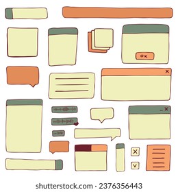 dialog boxes old. Retro pc elements, user interface, operating system, windows, icons in trendy retro style. old computer ui elements dialog boxes vector set. Illustration 90s. Vector illustration