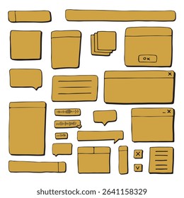 dialog boxes old. Retro pc elements, user interface, operating system, windows, icons in trendy retro style. old computer ui elements dialog boxes vector set. Illustration 90s. Vector illustration