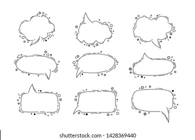 Dialog boxes on a white background. Hand sketch, communication, replica