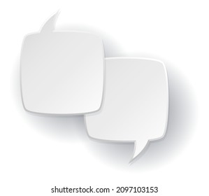 Dialog boxes. White paper chat message bubbles