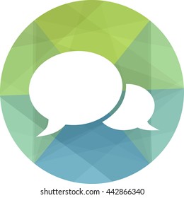 Dialog bubble icon
Original blank dialog icon on a green and blue background geometric
