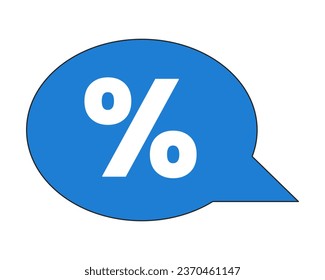 Dialog bubble percentage 2D linear cartoon marketing sticker. Isolated line vector price badge white background. Cloud speech discount color flat spot illustration, advertising commercial event