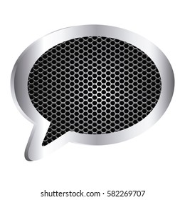 dialog callout box with grill perforated frame icon relief vector illustration