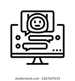diálogo de chat de la línea de bot vector. diálogo de inicio de sesión. símbolo de contorno aislado ilustración negra