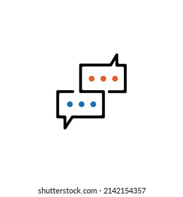 Símbolo de diálogo vector de icono sobre fondo blanco.