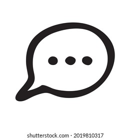 Dialog cloud icon with dots. Vector illustration in doodle style.