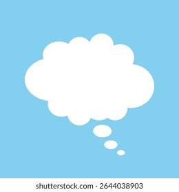 Dialog cloud. A speech bubble on a blue background. A chat window for comments and comics. A white cloud. Vector EPS 10.