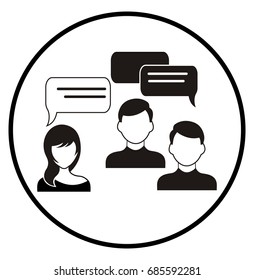 Dialog, communication, conversation.