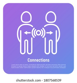 Dialog, connection between two people. Thin line icon. Partnership, discussion. Vector illustration.