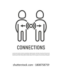 Dialog, connection between two people. Thin line icon. Partnership, discussion. Vector illustration.