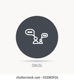 Dialog icon. Chat speech bubbles sign. Discussion messages symbol. Round web button with flat icon. Vector