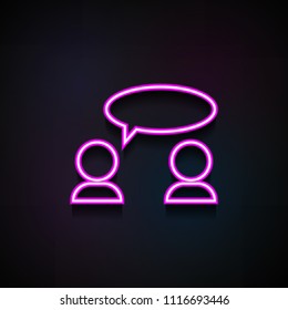 dialog icon. Element of Minimalistic  icons for mobile concept and web apps. Neon dialog icon can be used for web and mobile on dark gradient background