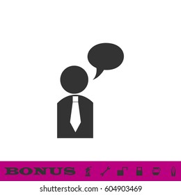 Dialog icon flat. Black pictogram on white background. Vector illustration symbol and bonus button