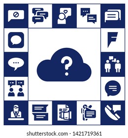 dialog icon set. 17 filled dialog icons.  Simple modern icons about  - Chat, Message, Question, Foursquare, Conversation, Commentator, Comments, Speech, Discussion
