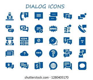  dialog icon set. 30 filled dialog icons. Simple modern icons about  - Commentator, Question, Chat, Conversation, Comic, Bubbles, Blog, Talk, Text, Comments, Speech, Message