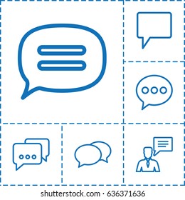 Dialog icon. set of 6 dialog outline icons such as chat, man with chat bubblle