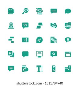 dialog icon set. Collection of 25 filled dialog icons included Question, Bubble, Text, Feedback, Chat bubble, Chat, Blog, Message, Chatting, Testimonial, Discussion, Quote, Commentator