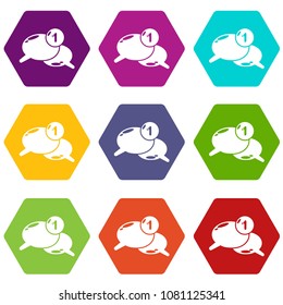Dialog icons 9 set coloful isolated on white for web