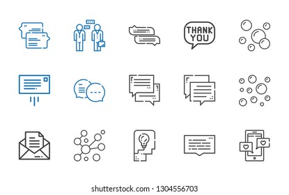 dialog icons set. Collection of dialog with chat, speech bubble, thinking, bubbles, message, conversation. Editable and scalable dialog icons.