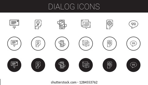 dialog icons set. Collection of dialog with message, thinking, negotiation, chat, quotes. Editable and scalable dialog icons.