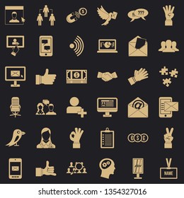 Dialog icons set. Simple style of 36 dialog vector icons for web for any design