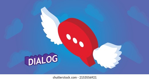 Dialog isometric design icon. Vector web illustration. 3d colorful concept
