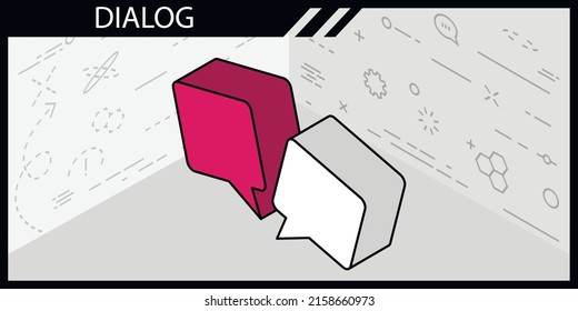 Dialog isometric design icon. Vector web illustration. 3d colorful concept