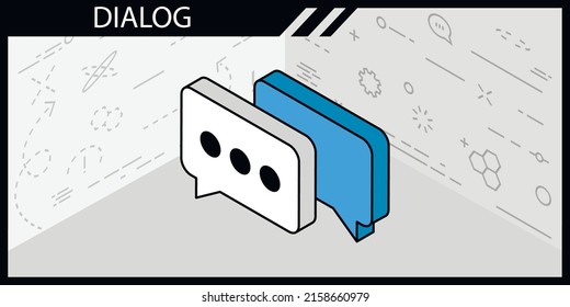 Dialog isometric design icon. Vector web illustration. 3d colorful concept