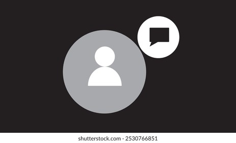 Icono de la persona del diálogo con la burbuja del discurso en el fondo.