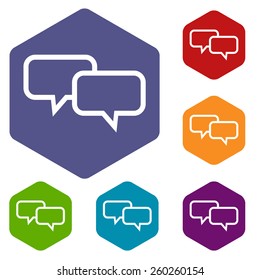 Dialog rhombus icons set in different colors. Vector Illustration