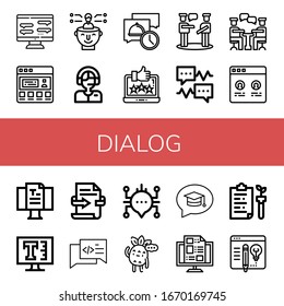 dialog simple icons set. Contains such icons as Chat, Testimonial, Thinking, Commentator, Message, Feedback, Talk, Speech bubble, Conversation, can be used for web, mobile and logo