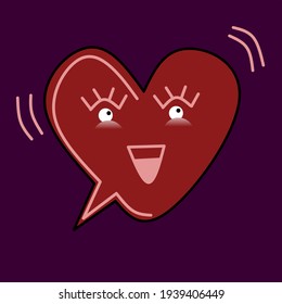 Dialog. Smile in the message speech bubble. Vector linear icon isolated on white background.