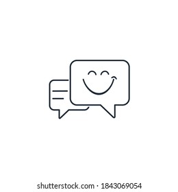 Dialog. Lächeln Sie auf Sprachblasen im Bild. Lineares Vektorsymbol einzeln auf weißem Hintergrund.