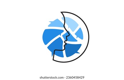 Dialog, Talking Chatting people. Speech bubbles, communication concept. Colorful geometric shapes. Conversation, discussion symbols. Isolated abstract flat vector illustration