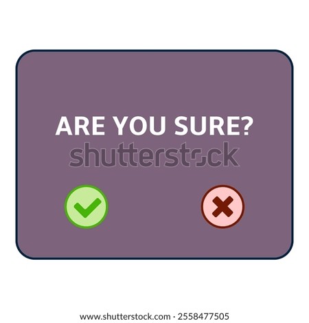 Dialog with text: Are you Sure and Buttons to Confirm or Cancel
